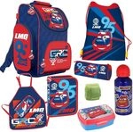 Familando - Schulranzen Set - 8-teilig mit Lunch-Set - Disney Cars - Ergonomisch,