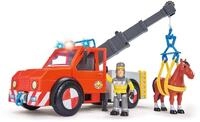 Simba 109258280 - Feuerwehrmann Sam Phoenix mit Figur und Pferd, 23cm, Mit Sam Figur