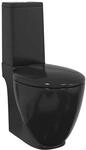 vidaXL Keramik-Toilette Abgang Horizontal Schwarz