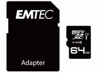 Emtec ECMSDM64GXC10 Class 10 microSDHC 64GB Speicherkarte mit Adapter schwarz