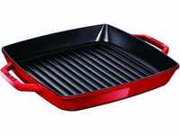 STAUB Gusseisen Grillpfanne mit zwei Griffen, Induktionsgeeignet, Quadratisch, 23 cm,