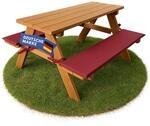 Coemo Robuste Kinder-Sitzgarnitur Outdoor mit 2 Polster Picknicktisch