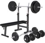 GORILLA SPORTS&reg; Hantelbank mit Hantelset 38/70/100 kg, bis 200 kg, klappbar |...