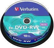 Verbatim DVD-RW 4x Matt Silver 4.7GB 10er Pack Spindel DVD Rohlinge beschreibbar
