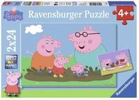 Ravensburger 09082 - Peppa Pig: Gl&uuml;ckliches Familienleben, 2 x 24 Teile Puzzle