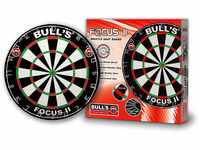 BULL'S Focus II Bristle Dartboard/Dartscheibe, Black/White/Red/Green, 45,5 cm