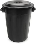 Spetebo Universaltonne schwarz 100 Liter mit Deckel - 68 x 53 cm