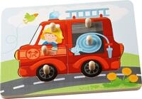 HABA 302536 - Greifpuzzle Feuerwehr, 6-teiliges Holzpuzzle mit Feuerwehr-Motiv und