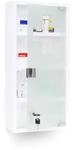 Relaxdays Medizinschrank Emergency XXL, Metall & Glas, wei&szlig; | HxBxT:57x27x12cm, 4