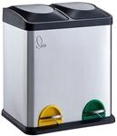 SVITA TC2X15 Edelstahl K&uuml;chen-Eimer 30 Liter Silber 2x15L doppelter Abfalleimer