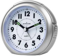 Atrium Wecker Analog Quarz ohne Ticken mit Licht und Snooze Silberfarben Metallic