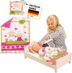 Heless 4000 - Puppenbettdecke Gl&uuml;ckssch&auml;fchen, ca. 45 x 35 cm, mit Kissen ca. 16 x