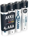 ANSMANN 4X Akku Micro AAA 1050 mAh 1,2V NiMH - Wiederaufladbare Batterien