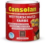 Consolan Wetterschutz-Farbe, Deckender Holzschutz f&uuml;r Au&szlig;en, Dunkelbraun, 2,5L