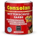 Consolan Wetterschutzfarbe, Deckender Holzschutz f&uuml;r Au&szlig;en, Schwarz, 2,5L