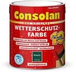 Consolan Wetterschutzfarbe, Deckender Holzschutz f&uuml;r Au&szlig;en, Moosgr&uuml;n, 2,5L