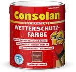 Consolan Wetterschutzfarbe, Deckender Holzschutz f&uuml;r Au&szlig;en, Schwedenrot, 2,5L