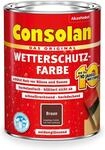 Consolan Wetterschutzfarbe, Deckender Holzschutz f&uuml;r Au&szlig;en, Braun, 750ml