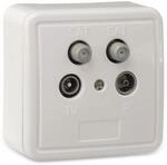 goobay Antennendose als Komplettset, 3-Loch SAT Dose mit Rahmen und Abdeckung,