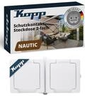 Kopp NAUTIC 2-fach Schutzkontakt-Steckdose mit Klappdeckel in Arktis-Wei&szlig; - Sichere