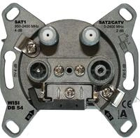 WISI 72147 DB54, SAT Antennendose, 4-Loch Stichdose, Single/Twin, 2/4 dB grau