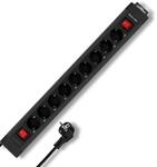 REV SupraLine Steckdosenleiste 9-Fach - Mehrfachsteckdose mit 2 Schaltern, 3,4m