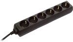 as - Schwabe 6-fach Steckdosenleiste schwarz 230 V / 16 A &ndash; Mehrfachstecker mit 3 m