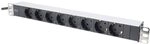 Steckdosenleiste 8fach 1HE 19Zoll 35Grad 16A 3600W grau RAL7035 ohne Schalter