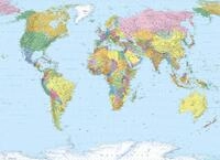 World Map - Weltkarte - Landkarte - Gr&ouml;&szlig;e 254 x 184 cm, 4 Teile - Papier,