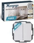 Kopp PARIS Serienschalter in Arktis-Wei&szlig; - Hochwertiger Doppel-Lichtschalter mit