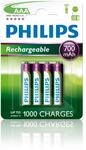 PHILIPS AAA-Batterien - 4 St&uuml;ck - HR03 Wiederaufladbare Batterien - NiMH 1.2V - 1000