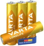 VARTA Batterien AAA, 4 St&uuml;ck, Longlife - Alkaline Micro Batterien LR03 mit 1,5...