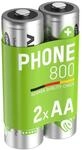 ANSMANN Akku AA Mignon 800 mAh 1,2V NiMH f&uuml;r Schnurlostelefon 2 St&uuml;ck -