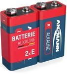ANSMANN Red Alkaline Batterie 9V E-Block 6F22 Longlife Alkalibatterie (2er Shrink)