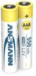 Ansmann Akku AAA Micro 550 mAh 1,2V NiMH f&uuml;r Solarlampe 2 St&uuml;ck - Wiederaufladbare