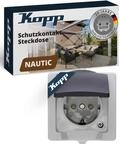 Kopp NAUTIC 1-fach Schutzkontakt-Steckdose mit Klappdeckel in Grau - Sichere