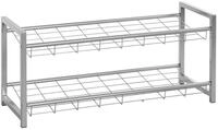 HAKU Schuhregal Metall alufarben 2 Ablagen Stahlrohr Schuhablage Shoe Shelf - Ma&szlig;e: