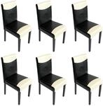 Mendler 6er-Set Stuhl Littau - Kunstleder, schwarz-wei&szlig;, dunkle Beine 