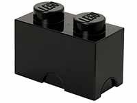LEGO Aufbewahrungsstein, 2 Noppen, Stapelbare Aufbewahrungsbox, 2,6 l, schwarz