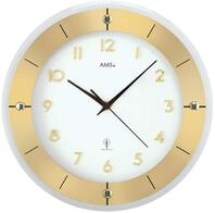 AMS 5850 Wanduhr Rund mit Funkwerk, Wei&szlig;es Zifferblatt, 31 x 31 x 4 cm