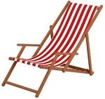 Erst-Holz Deckchair rot-wei&szlig; Strandstuhl Gartenstuhl Buche dunkel Sonnenliege