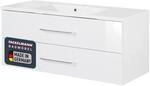 FACKELMANN B.Clever Waschtischunterschrank mit Gussbecken, Korpus Wei&szlig; matt, Front