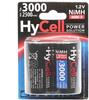 HyCell wiederaufladbar Akku Batterie Mono D Typ 3000mAh NiMH ohne Memory-Effekt 2er