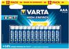 VARTA Batterien AAA, 12 Stück, Longlife Power, Alkaline, 1,5V, ideal für Spielzeug,
