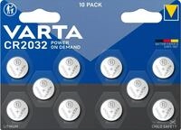 VARTA Batterien Knopfzellen CR2032, 10 St&uuml;ck, Power on Demand, Lithium Coin, 3V,