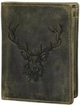 Greenburry Vintage Royal Stag Geldb&ouml;rse mit Hirsch Pr&auml;gung oliv
