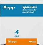Kopp Spar-Pack: 4 Universalschalter (Aus- und Wechsel), Silber-anthrazit,622615059