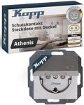 Kopp ATHENIS Schutzkontaktsteckdose mit Deckel - Stahlfarben - 1-fach Einbausteckdose