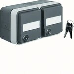 Berker SCHUKO-Doppelsteckdose 47893525 waager. m.Klappd. AP W.1 Steckdose