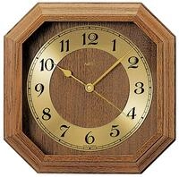 AMS F5864/4 Funk-Wanduhr aus Eiche Massivholz mit Aluminium-Zahlenring, Mehrfarbig